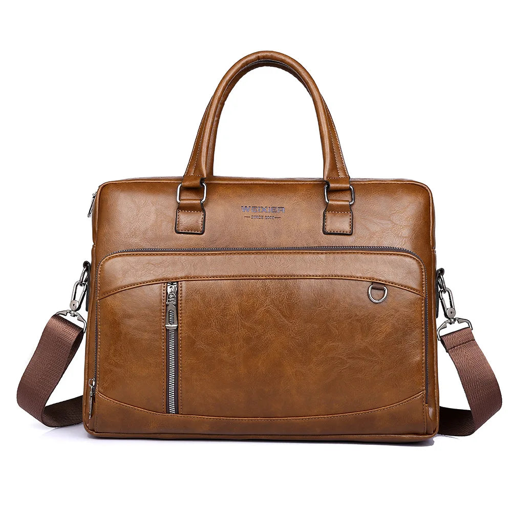 Elite Craft Horizontal Business Bag for Men – High-Quality PU Leather