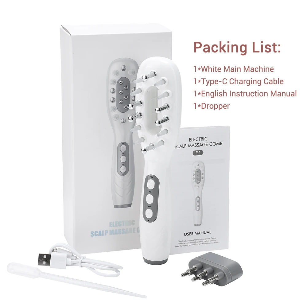 Advanced Rechargeable Hair Massage Comb. Anti-Hair Loss for Hair Strength & Shine