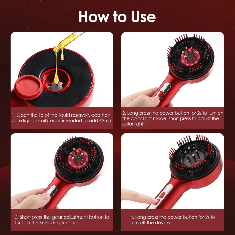 Smart Electric Scalp Massager | Red Light Therapy Comb for Hair Growth & Stress Relief