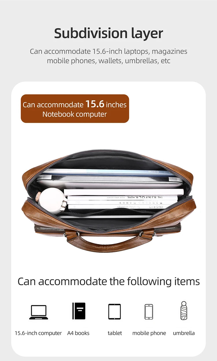 Elite Craft Horizontal Business Bag for Men – High-Quality PU Leather