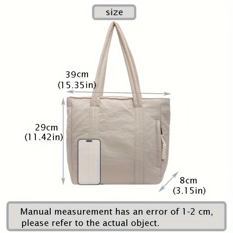 New Women's Tote Bag Large Capacity Soft Casual Shoulder Bags Nylon Zipper Handbag Commuting Bag Shopping