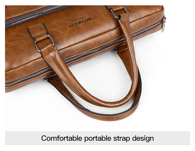 Elite Craft Horizontal Business Bag for Men – High-Quality PU Leather