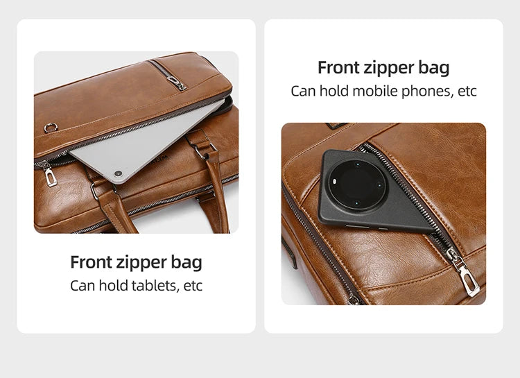Elite Craft Horizontal Business Bag for Men – High-Quality PU Leather