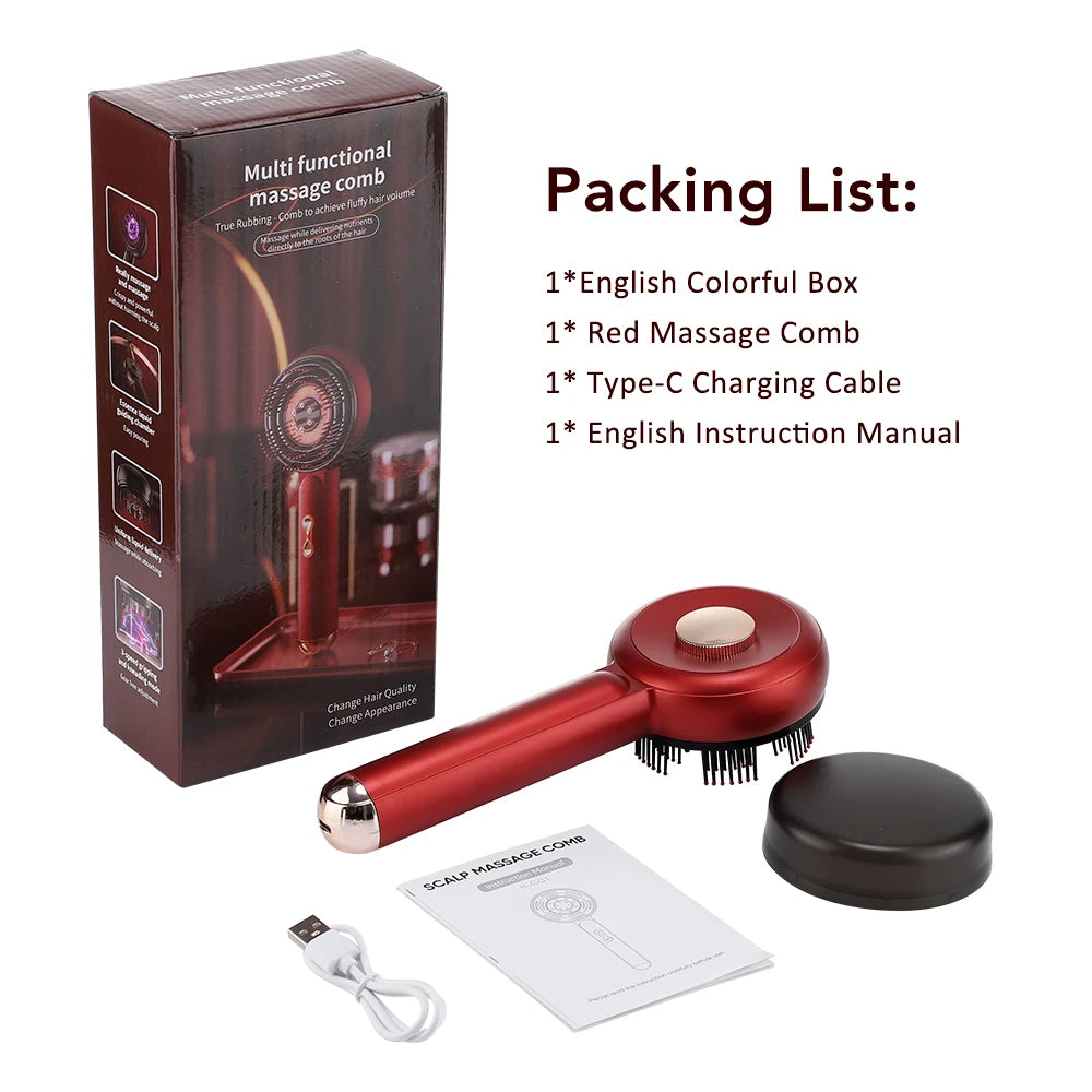Smart Electric Scalp Massager | Red Light Therapy Comb for Hair Growth & Stress Relief