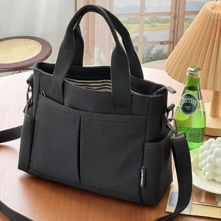 Canvas Ladies Handbag Large Capacity Zip Crossbody Bag Student Casual Tote Handbag Commuter Bag