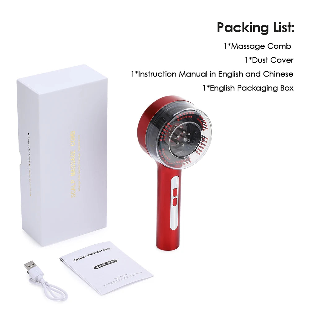 Smart Electric Scalp Massager | Red Light Therapy Comb for Hair Growth & Stress Relief