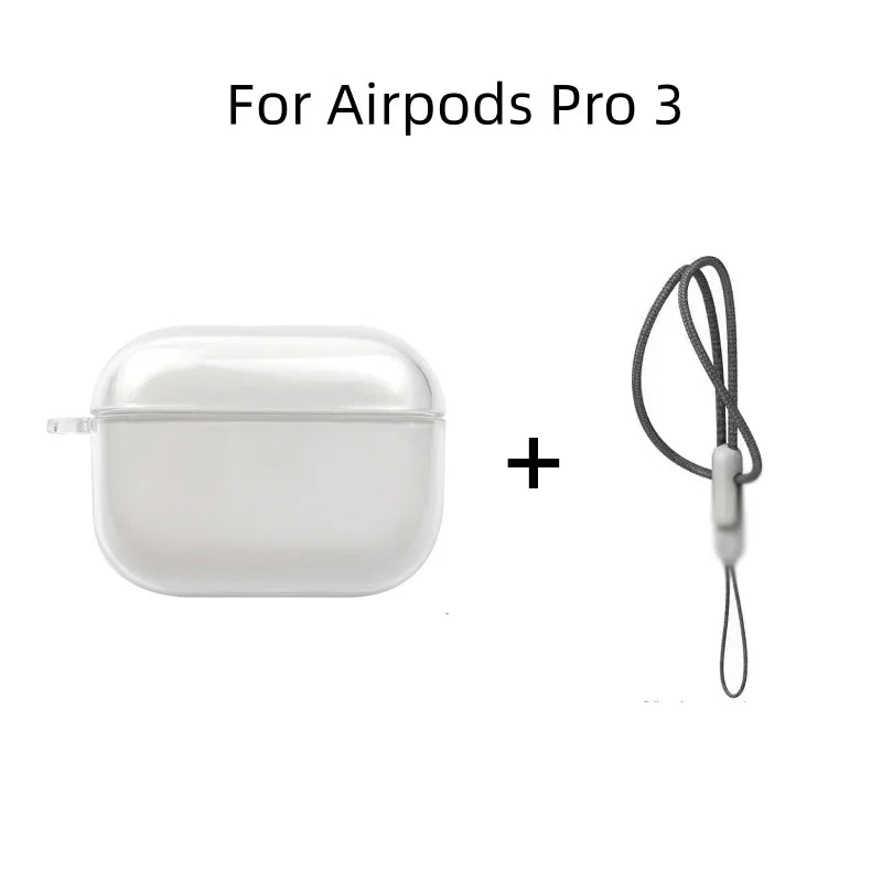 Shockproof AirPods Case Clear TPU Sleeve with Lanyard for AirPods 1/2/3/4 & Pro/Pro2/Pro3