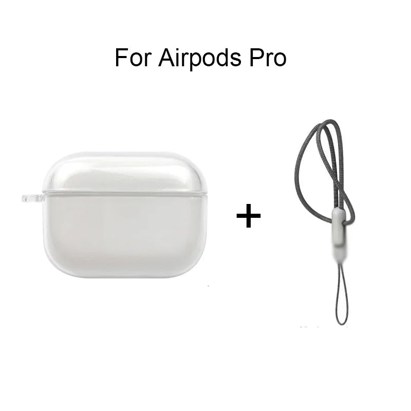 Shockproof AirPods Case Clear TPU Sleeve with Lanyard for AirPods 1/2/3/4 & Pro/Pro2/Pro3