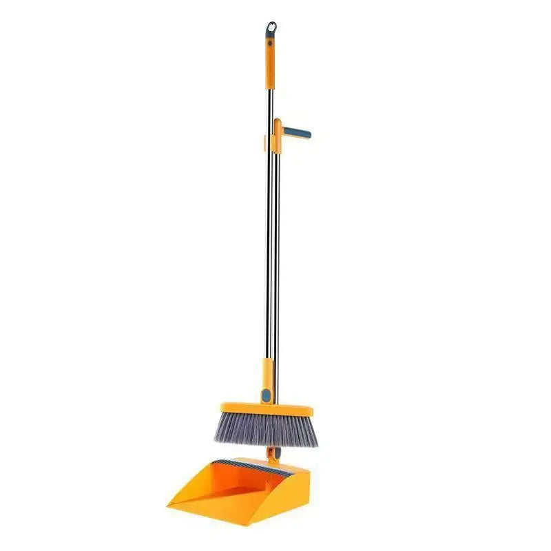 New Home Broom and Dustpan Set – Heavy-Duty, Foldable, and Hair-Free Cleaning Combo with Rotating Brush Head
