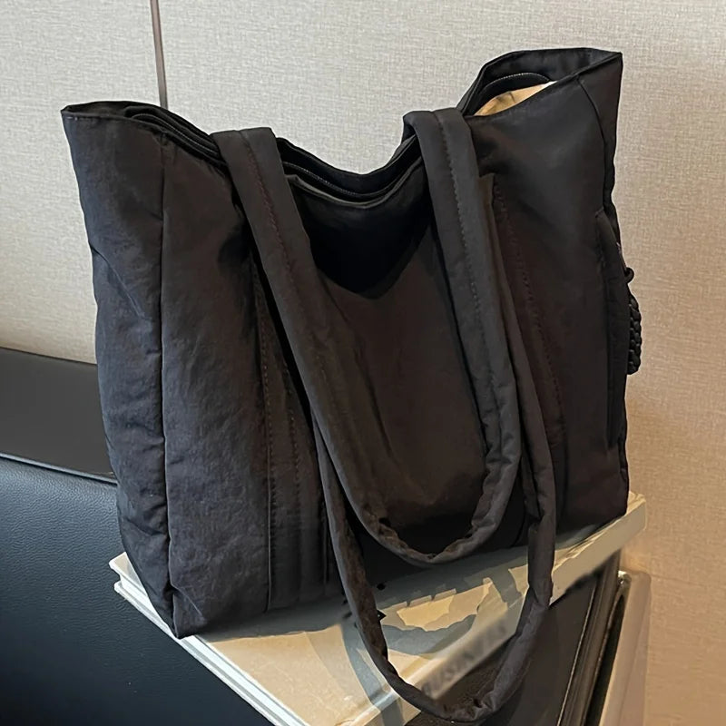 New Women's Tote Bag Large Capacity Soft Casual Shoulder Bags Nylon Zipper Handbag Commuting Bag Shopping