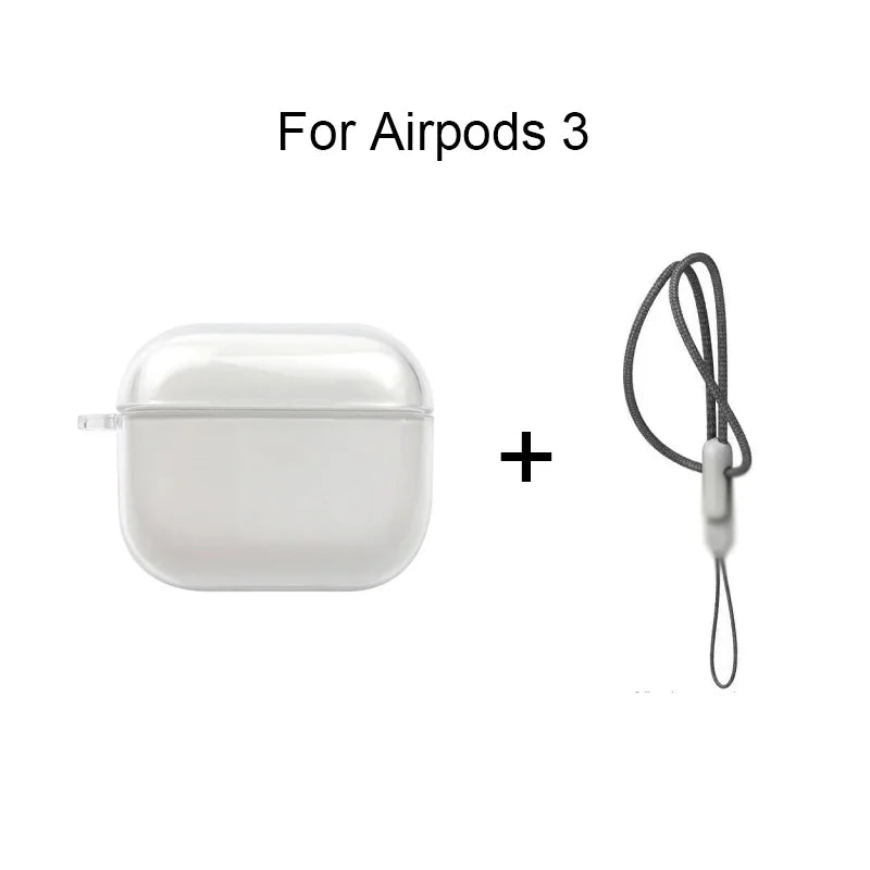 Shockproof AirPods Case Clear TPU Sleeve with Lanyard for AirPods 1/2/3/4 & Pro/Pro2/Pro3