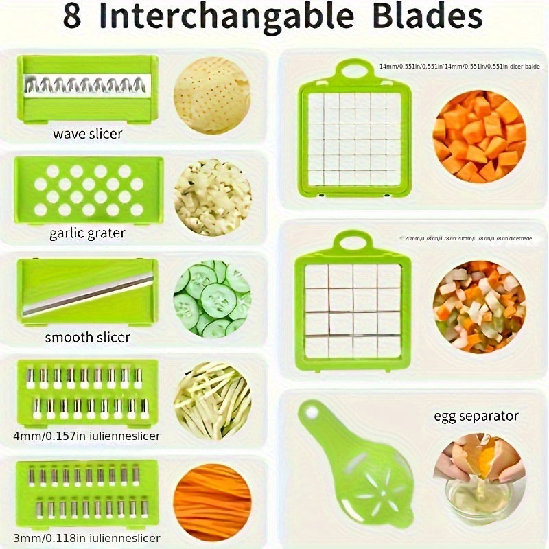 16-in-1 Ultimate Vegetable Chopper & Dicer Set – Manual Food Processor with Drain Basket & Safety Hand Guard