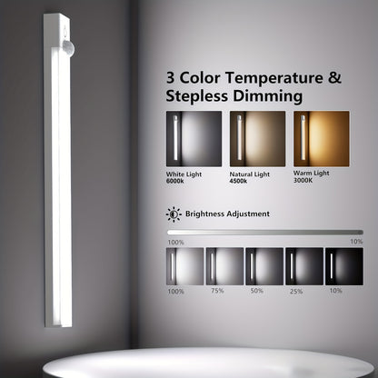 3PCS LED Motion Sensor Cabinet Lights  Rechargeable, Dimmable & 3-Color Mode Night Lights for Kitchen, Bedroom & Stairs
