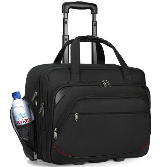 NEWHEY Rolling Laptop Bag for Men – 17.3” Waterproof Computer Briefcase with Wheels, RFID Pocket & Carry-On Luggage (Black)