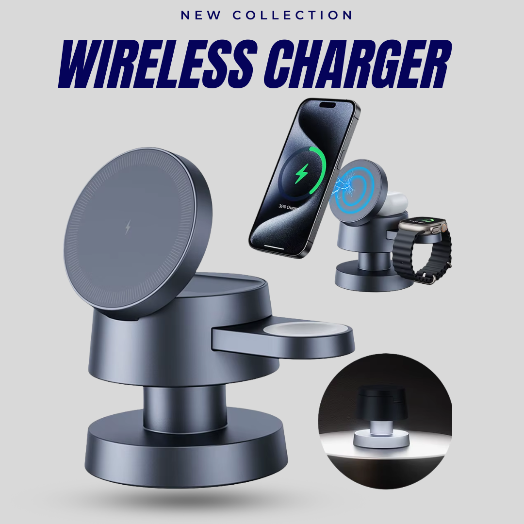 Fast 4-in-1 Wireless Charger – Compatible with iPhone 16–12, Apple Watch 10–4 & AirPods Pro/2/3