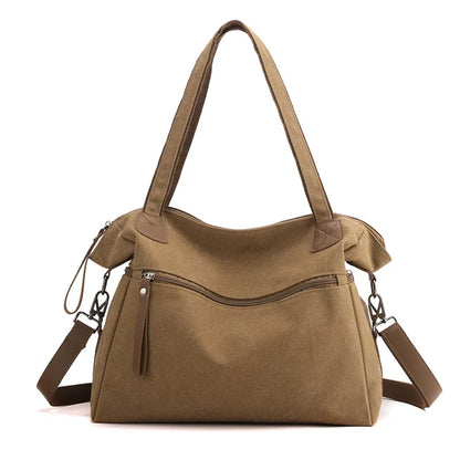 Minimalist Travel Tote for Women – Spacious Canvas Handbag with Single Shoulder Design
