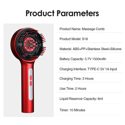 Smart Electric Scalp Massager | Red Light Therapy Comb for Hair Growth & Stress Relief