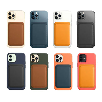 Classic Leather MagSafe Wallet Cover – Secure Magnetic Card Holder Case for iPhone
