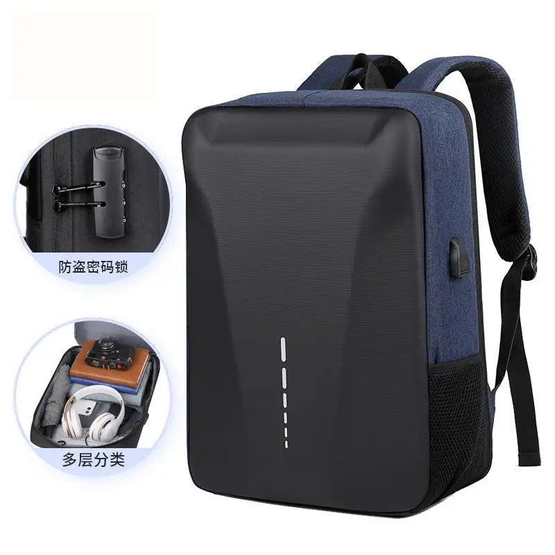 Advanced Waterproof Business Backpack – Hard Shell, USB Charging, Anti-Theft Design for Men