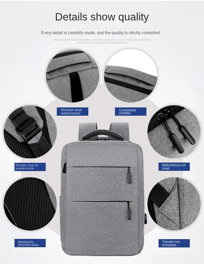 Casual Men’s Rucksack | Oxford Fabric Waterproof School & Travel Backpack with USB