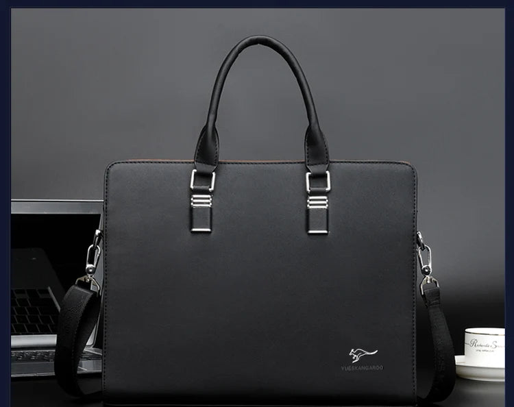 High-Quality PU Leather Briefcase for Men – Laptop Bag, File Organizer, Shoulder & Hand Carry