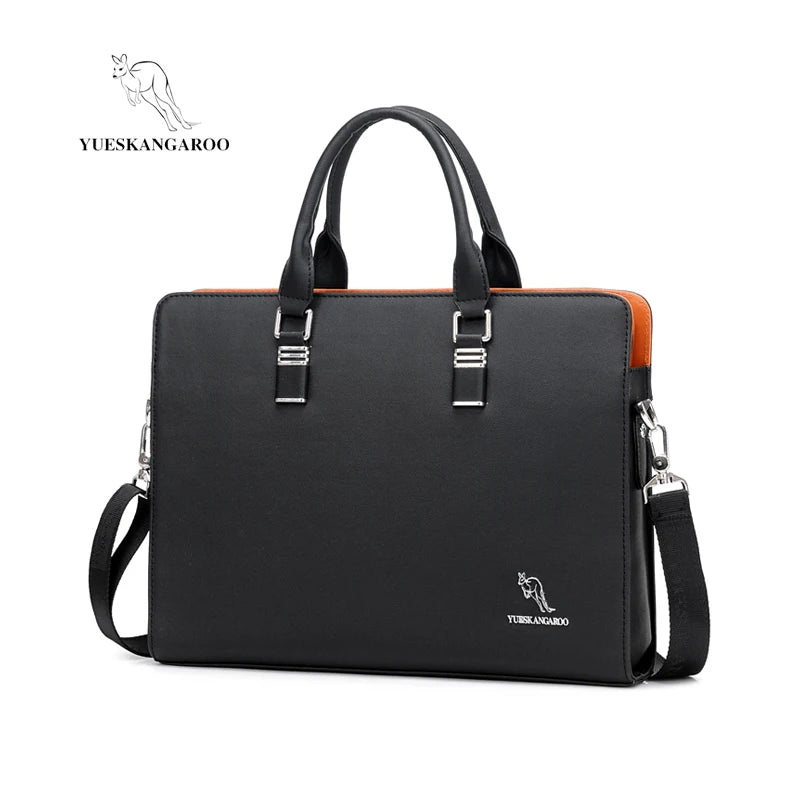 High-Quality PU Leather Briefcase for Men – Laptop Bag, File Organizer, Shoulder & Hand Carry