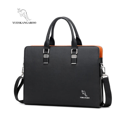 High-Quality PU Leather Briefcase for Men – Laptop Bag, File Organizer, Shoulder & Hand Carry