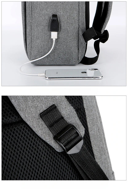 Casual Men’s Rucksack | Oxford Fabric Waterproof School & Travel Backpack with USB