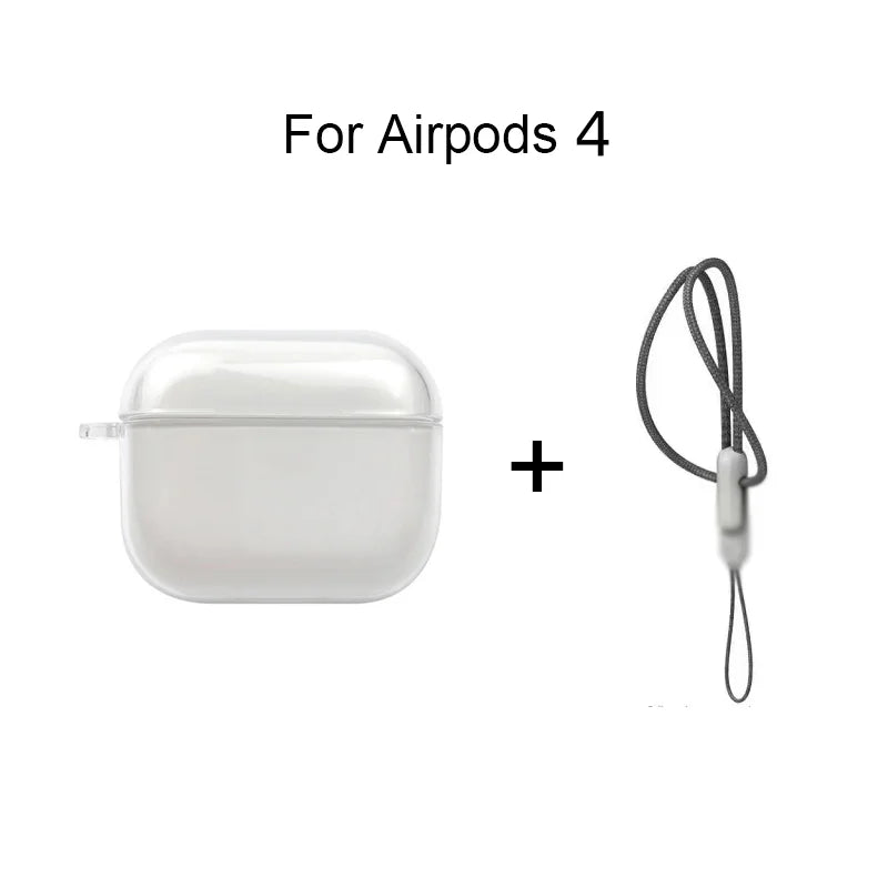 Shockproof AirPods Case Clear TPU Sleeve with Lanyard for AirPods 1/2/3/4 & Pro/Pro2/Pro3
