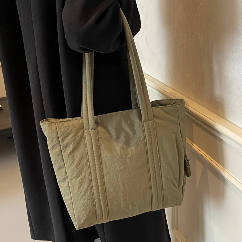 New Women's Tote Bag Large Capacity Soft Casual Shoulder Bags Nylon Zipper Handbag Commuting Bag Shopping