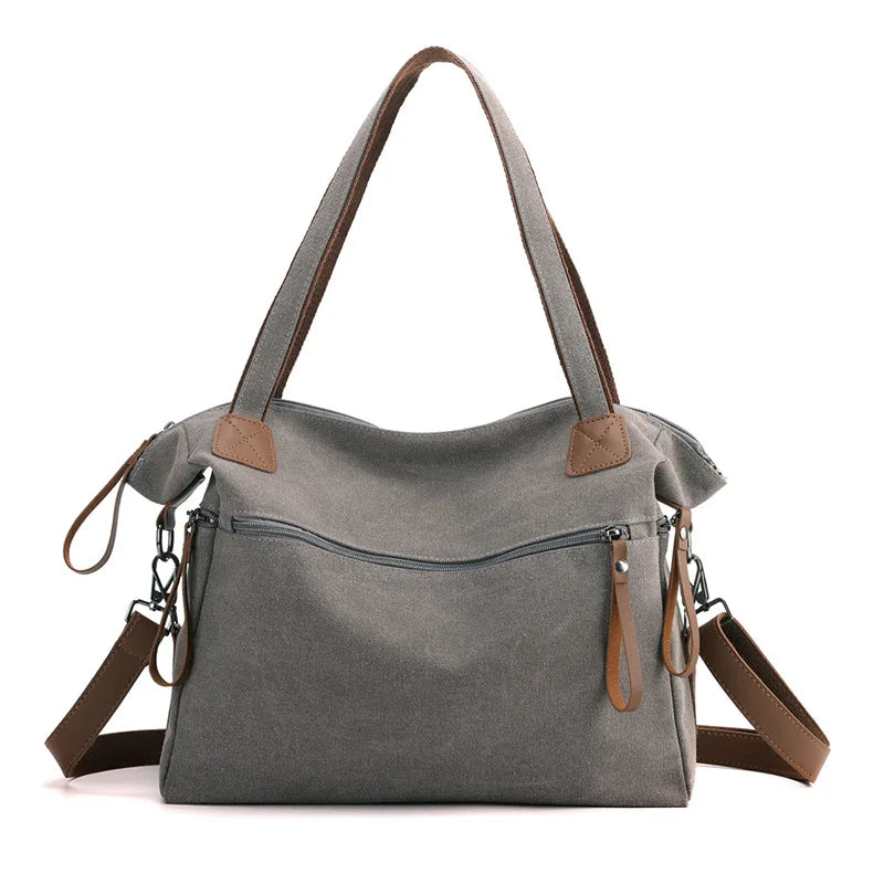 Minimalist Travel Tote for Women – Spacious Canvas Handbag with Single Shoulder Design