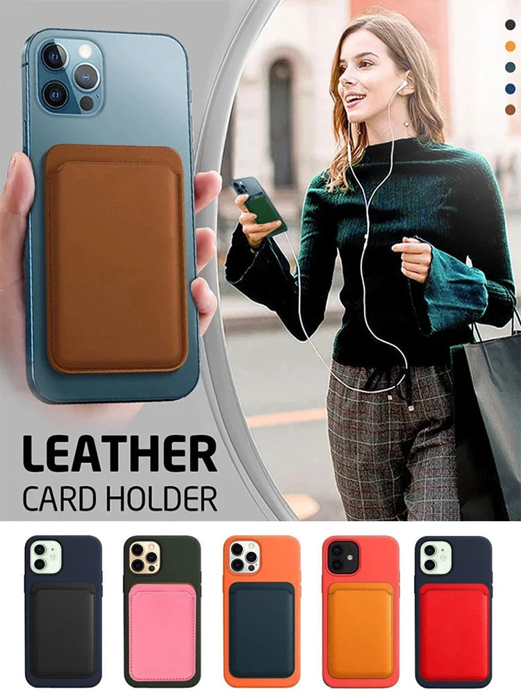 Classic Leather MagSafe Wallet Cover – Secure Magnetic Card Holder Case for iPhone