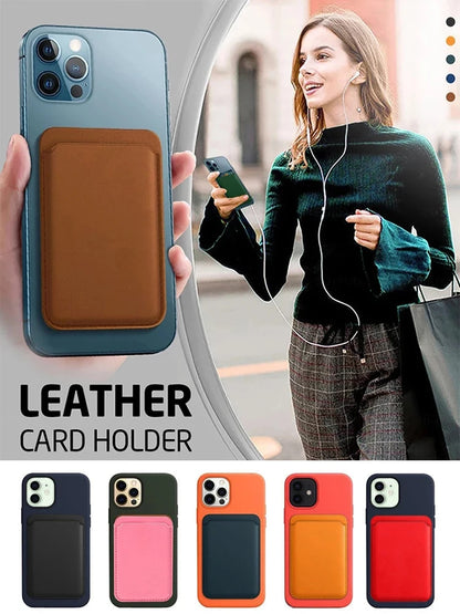 Classic Leather MagSafe Wallet Cover – Secure Magnetic Card Holder Case for iPhone