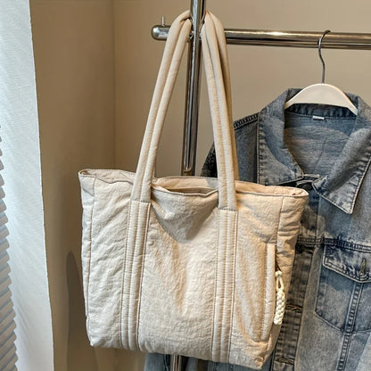 New Women's Tote Bag Large Capacity Soft Casual Shoulder Bags Nylon Zipper Handbag Commuting Bag Shopping