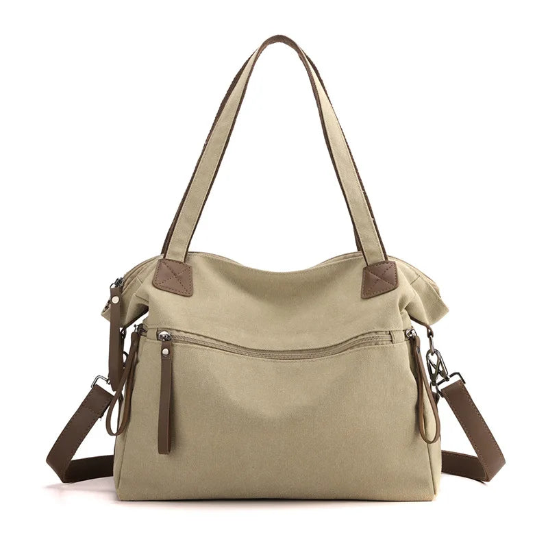 Minimalist Travel Tote for Women – Spacious Canvas Handbag with Single Shoulder Design