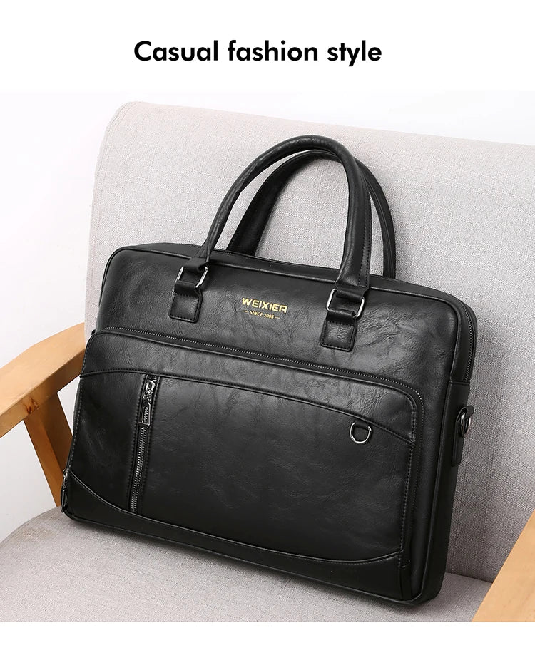 Elite Craft Horizontal Business Bag for Men – High-Quality PU Leather