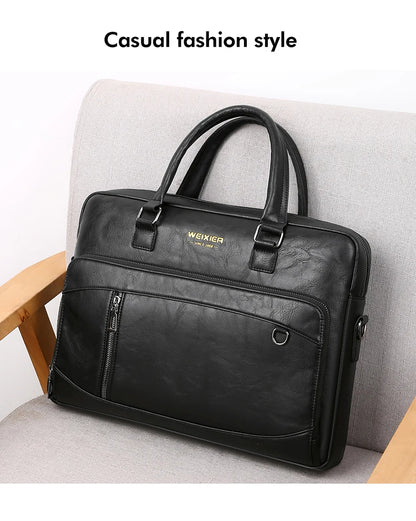 Elite Craft Horizontal Business Bag for Men – High-Quality PU Leather