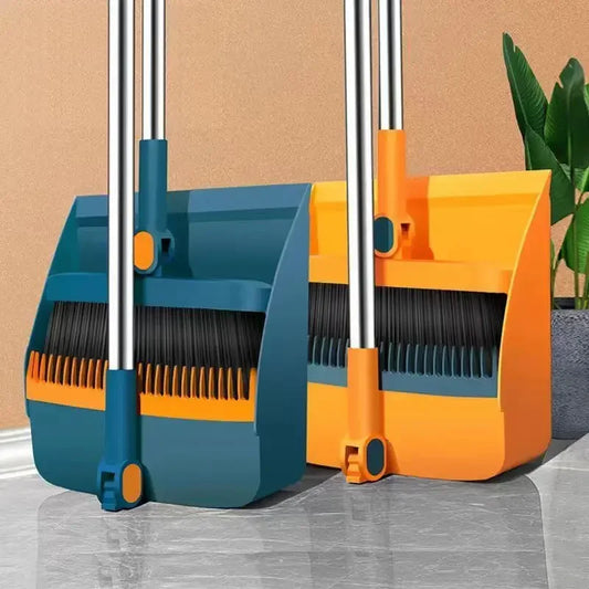 New Home Broom and Dustpan Set – Heavy-Duty, Foldable, and Hair-Free Cleaning Combo with Rotating Brush Head