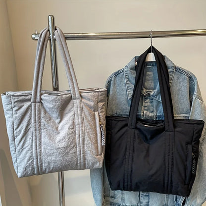 New Women's Tote Bag Large Capacity Soft Casual Shoulder Bags Nylon Zipper Handbag Commuting Bag Shopping