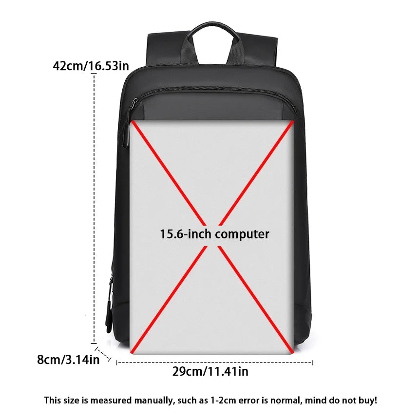 Slim & Stylish Men's Backpack – Waterproof, Lightweight, and Perfect for 15.6-Inch Laptops