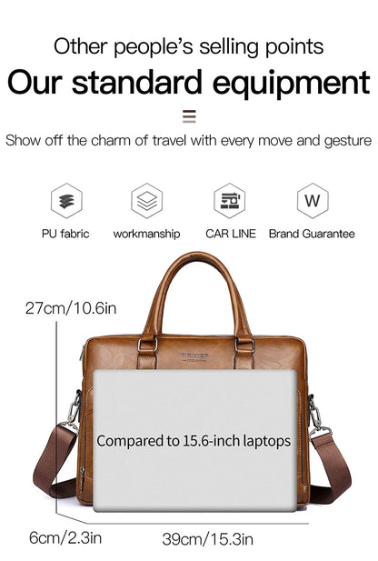Elite Craft Horizontal Business Bag for Men – High-Quality PU Leather