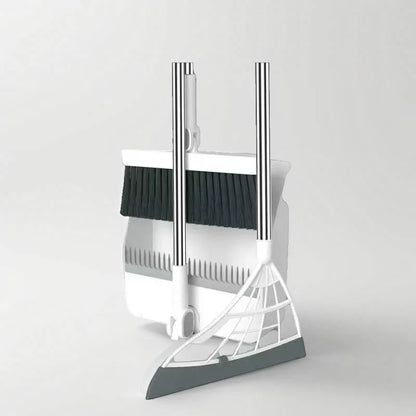 New Home Broom and Dustpan Set – Heavy-Duty, Foldable, and Hair-Free Cleaning Combo with Rotating Brush Head