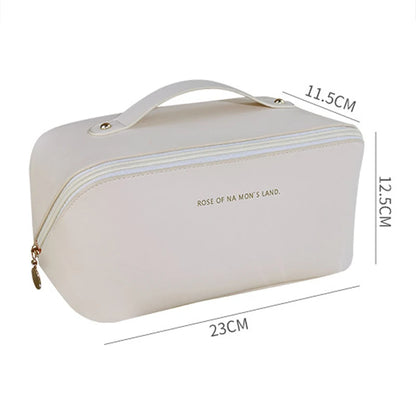 Leather Makeup Organizer Women’s Cosmetic Travel Case & Toiletry Storage,