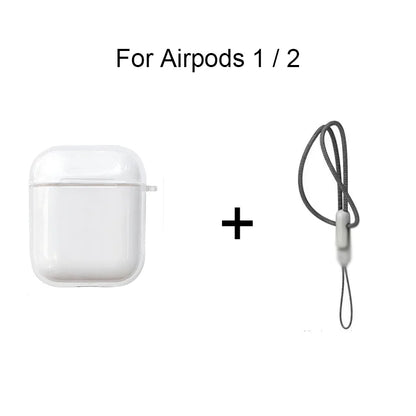 Shockproof AirPods Case Clear TPU Sleeve with Lanyard for AirPods 1/2/3/4 & Pro/Pro2/Pro3