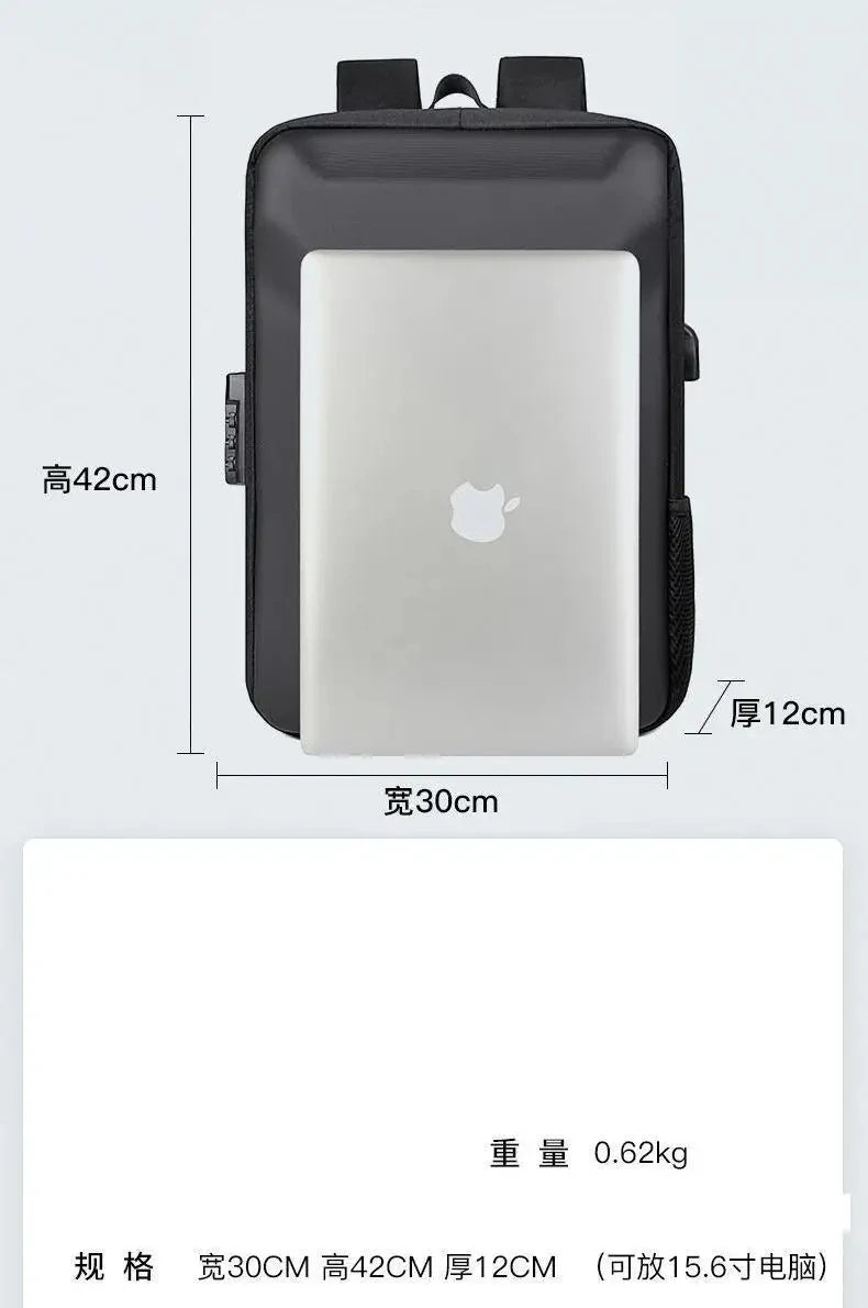 Advanced Waterproof Business Backpack – Hard Shell, USB Charging, Anti-Theft Design for Men