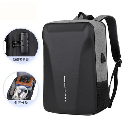 Advanced Waterproof Business Backpack – Hard Shell, USB Charging, Anti-Theft Design for Men