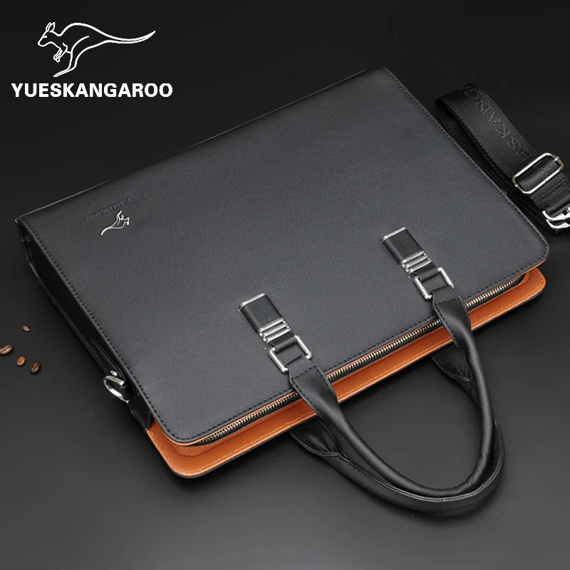 High-Quality PU Leather Briefcase for Men – Laptop Bag, File Organizer, Shoulder & Hand Carry