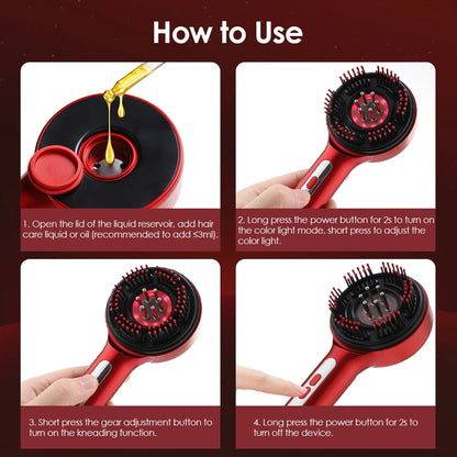 Smart Electric Scalp Massager | Red Light Therapy Comb for Hair Growth & Stress Relief