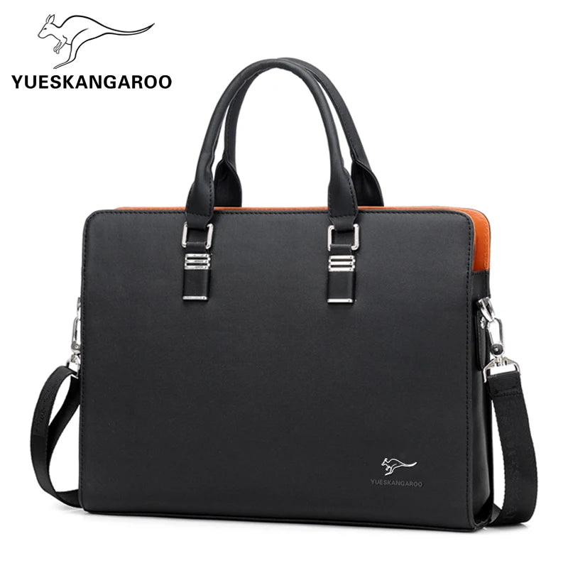 High-Quality PU Leather Briefcase for Men – Laptop Bag, File Organizer, Shoulder & Hand Carry