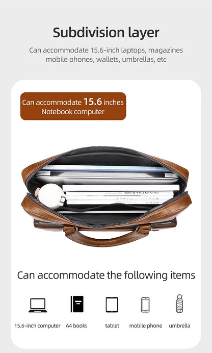 Elite Craft Horizontal Business Bag for Men – High-Quality PU Leather